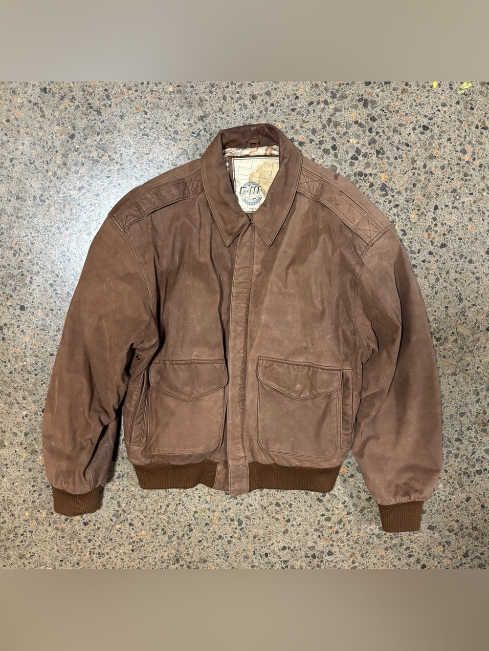 Vintage Global Identity G-III Leather Bomber Jacket (Men’s Medium) Retro, Brown